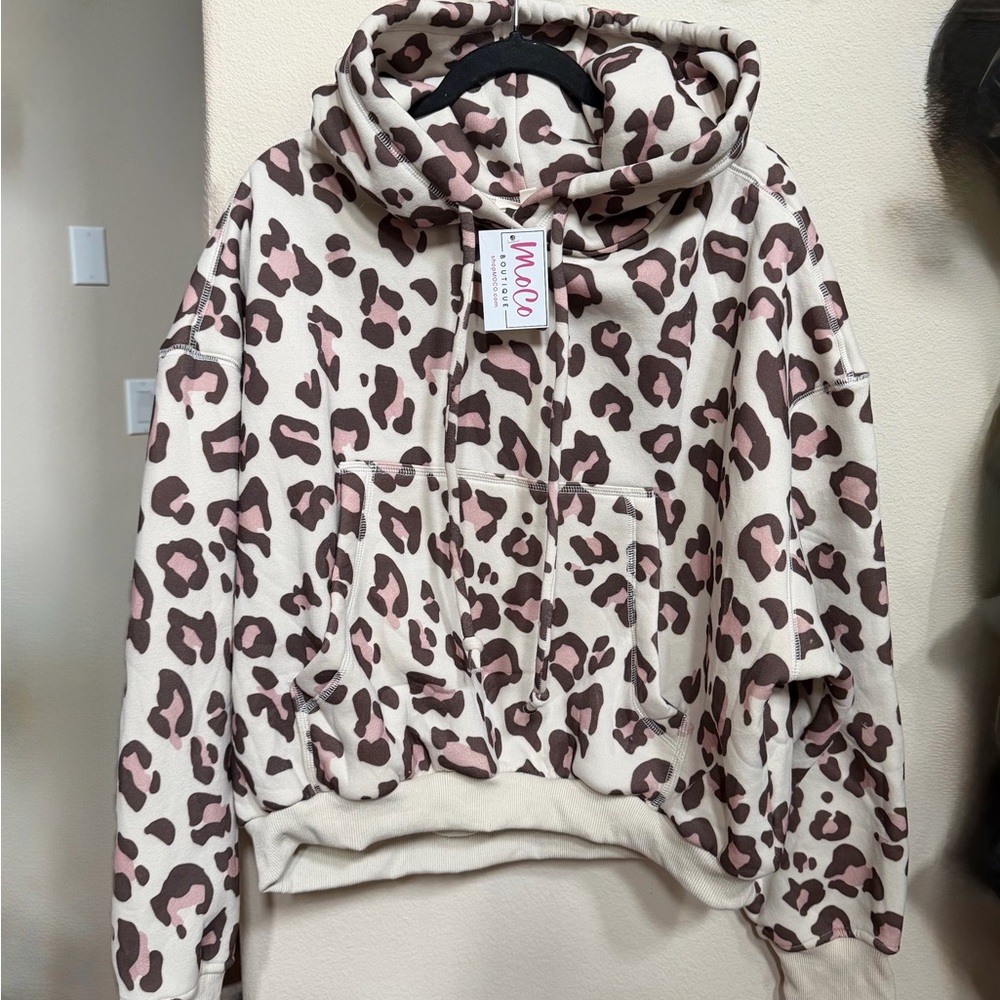 Cheetah print Oversized Cropped Hoodie